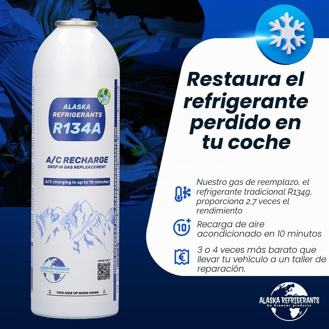 Alaska Refrigerants R134a - Refrigerante de repuesto para vehículos + sellador