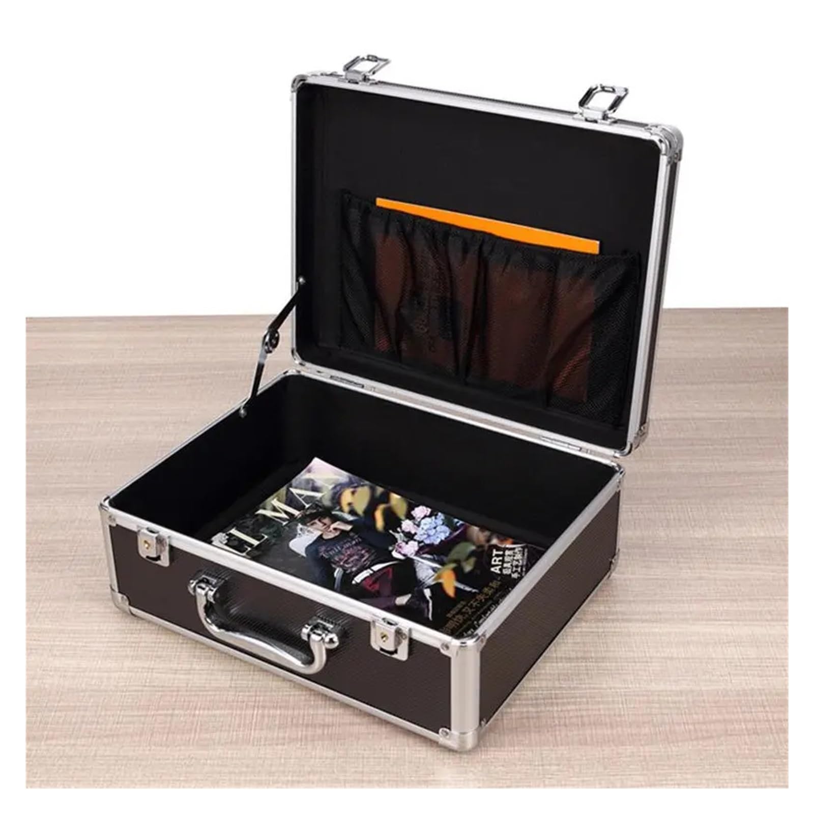 Cassetta Portautensili In Metallo Aluminum Tool Holder Box Case | Flight Briefcase With Passwords / Key Locked, Equipment Cosmetic Makeup Manicure Storage Case(Black password box)