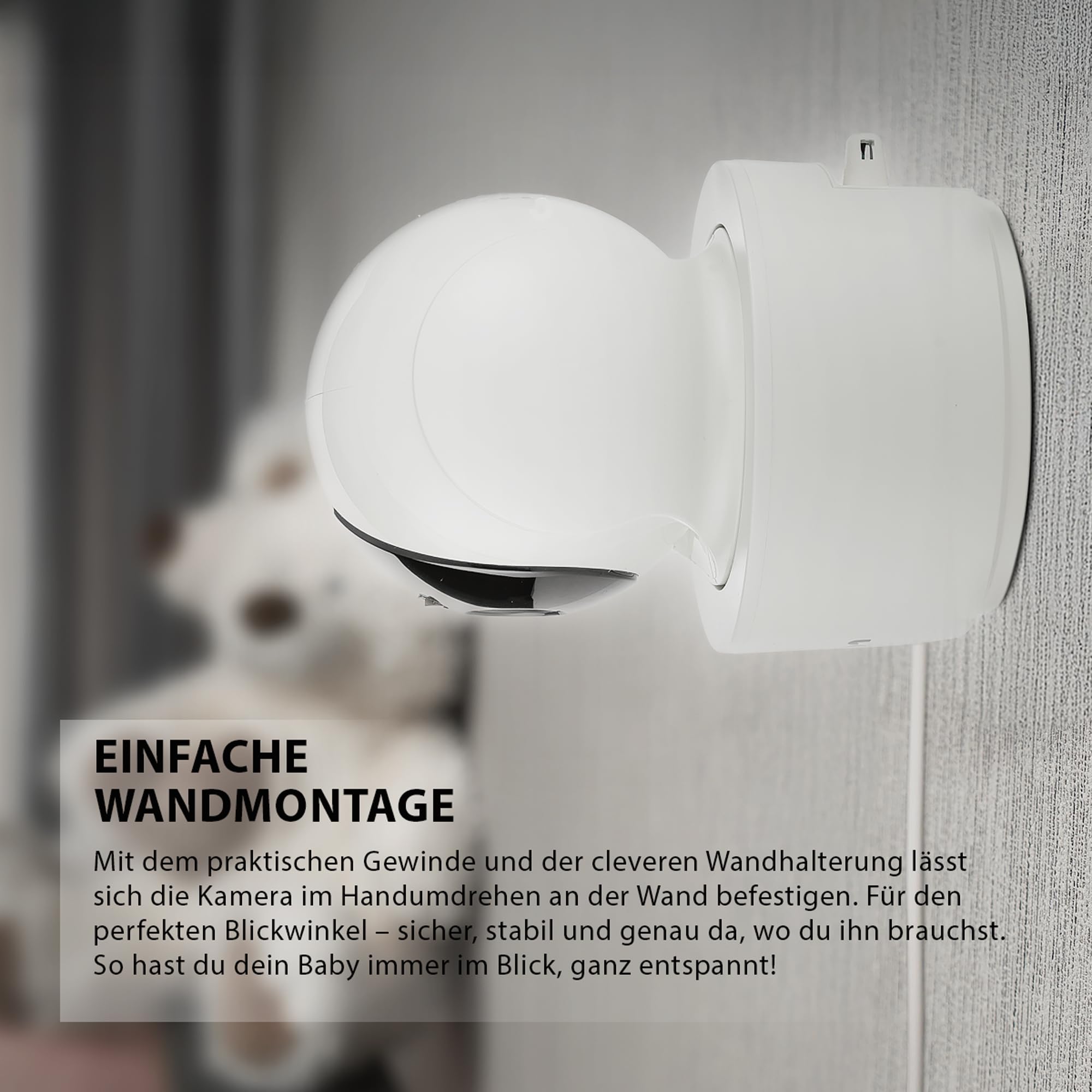 reer BabyCam XL Move | Digitales Video-Babyphone | abhörsichere FHSS-Technologie | 4,3" TFT-Bildschirm | 300m Reichweite | schwenk- & neigbare Kamera | Nachtsicht |Gegensprechfunktion | weiß