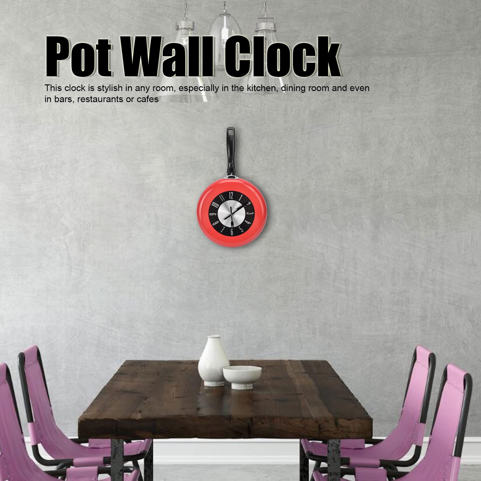 Reloj de Pared de Sartén, Reloj de Cocina de Aspecto Bonito Y Fresco, Relojes Colgantes Decorativos para Bares de Comedor
