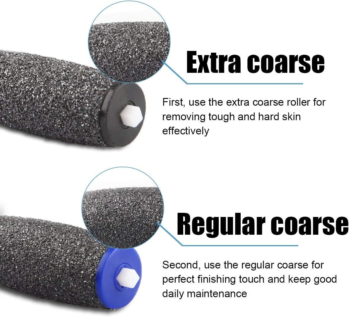5 Extra Coarse & 5 Regular Coarse Replacement Roller Refill Heads Compatible with Amope Pedi Electronic Pefect Foot File -10 Pack