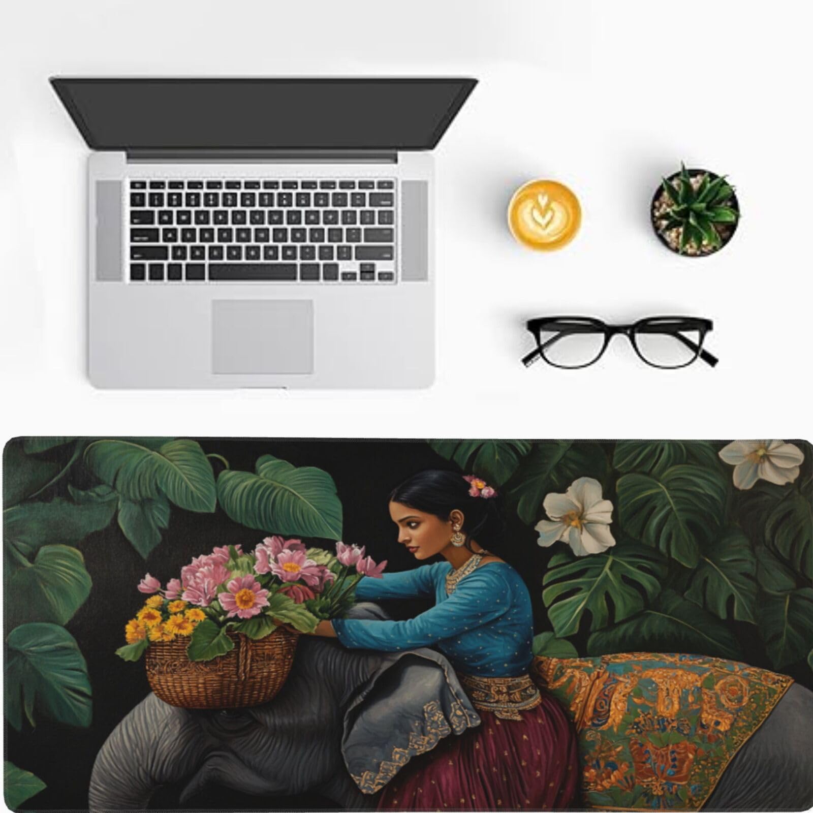 Ragazza Tappetino Mouse Gaming, 100X50CM Large Mouse Pad Elefante Tappetino Scrivania con Base in Gomma Antiscivolo, 1000X500 MM XXL Mousepad Gaming Accessori per Home Ufficio Decor, Regalo Donna -757