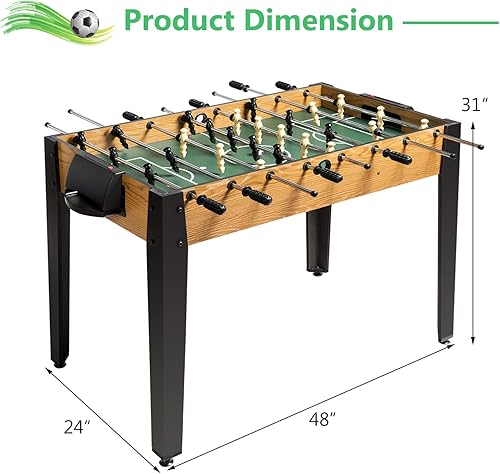 Miniatura 6 de GYMAX Mesa de futbolín de 48 pulgadas, mesa de fútbol Arcades para multijugador con 2 bolas, mesa de futbolín de madera de tamaño competitivo para