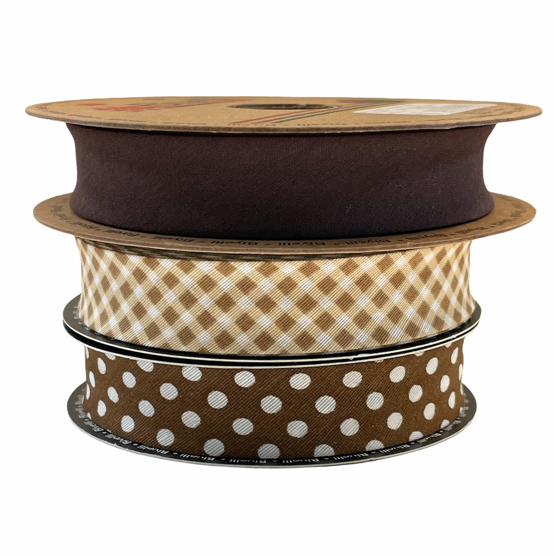 Hobby Trendy Set of 3 Cotton Bias Binding Tape (Single Fold) 20mm-13/16inch (10meters-10.93yards Each) 30meters /32.79 Yards (Brown)