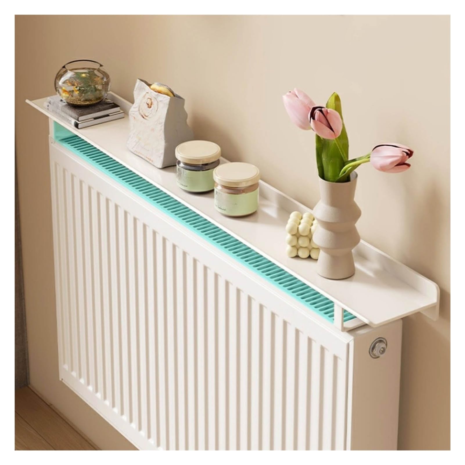 Étagère murale pour radiateur - Économie d'espace - Rangement suspendu pour couloir ou salon - Solution de rangement décorative pour décoration d'intérieur