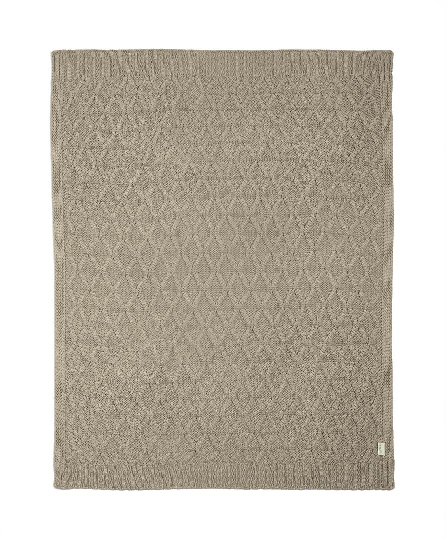 Mamas & Papas Knitted Blanket - Diamond Cable Knit - Organic Cotton - Mocha