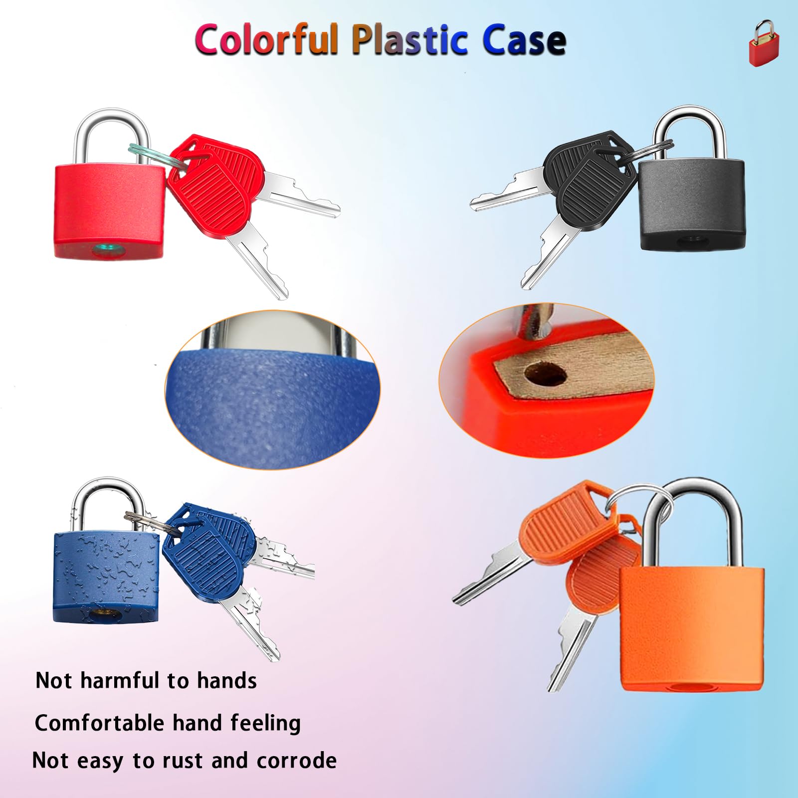 4 Pcs Suitcase Lock Small Luggage Locks with Keys Multi-Color Mini Padlock Plastic-Covered Copper Core Keyed Padlocks for Suitcase Backpack Bag Boxes Drawer Toolbox — Amazon image 7