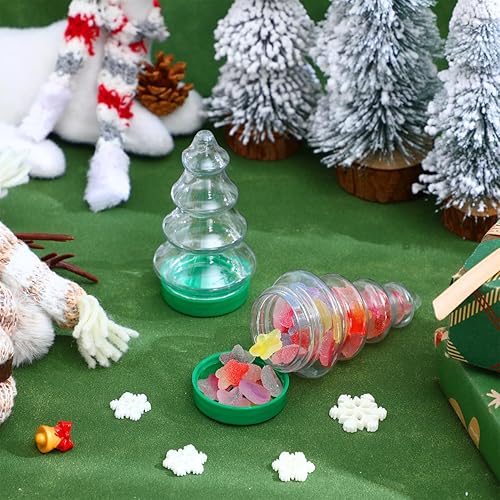 Miniatura 9 de 6 unidades rellenables con forma de árbol de Navidad de plástico transparente adornos de Navidad recipientes de dulces para manualidades, regalos de