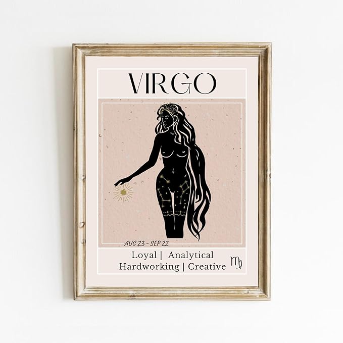 Virgo Zodiac Art Print, Astrology Poster, Horoscope Symbols Zodiac Poster Print Wall Art Virgo Bohemian Decor Decor Astrology Horoscope Symbols Wall Bohemian,333