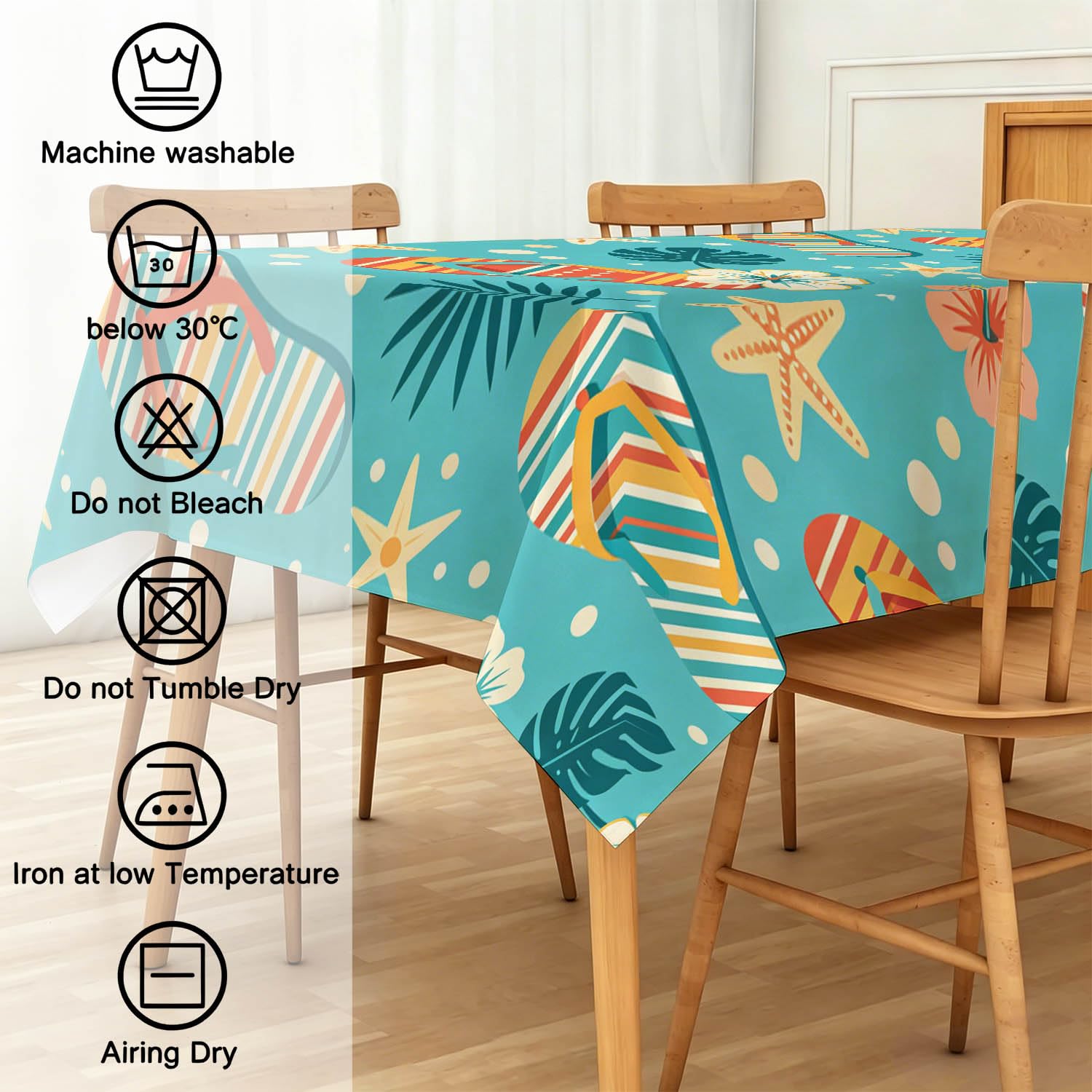 Nappe de Table Rectangulaire 160x240 cm, Motif Chaussures de Plage