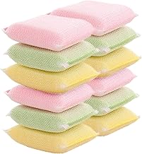 LandVK Scratch Proof Kitchen Utensil Scrubber Pads for Dishwashing, Bathroom and Toilet Cleaning, 19mm, Multicolor, Pack of 12