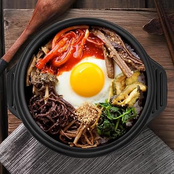 Korean Stone Bowl with Tray Ceramic Soybean Paste Soup Preparation Samgyetang