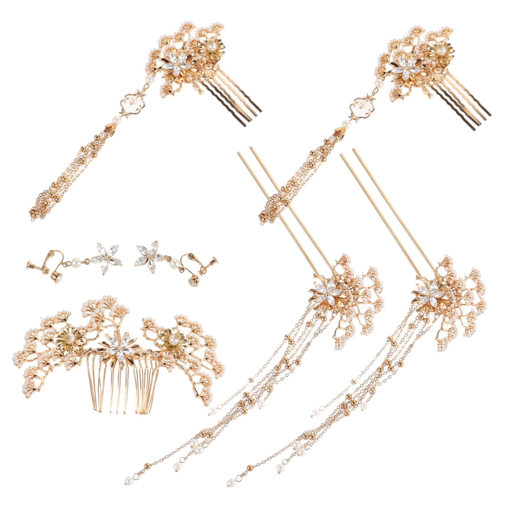 VICASKY 5 Stück Chinesische Perlen Haarstäbchen Traditioneller Brautschmuck mit Edlen Perlen Fein Verarbeitet Langlebig und Einfach zu Tragen Perfekter Haarschmuck für Traditionelle