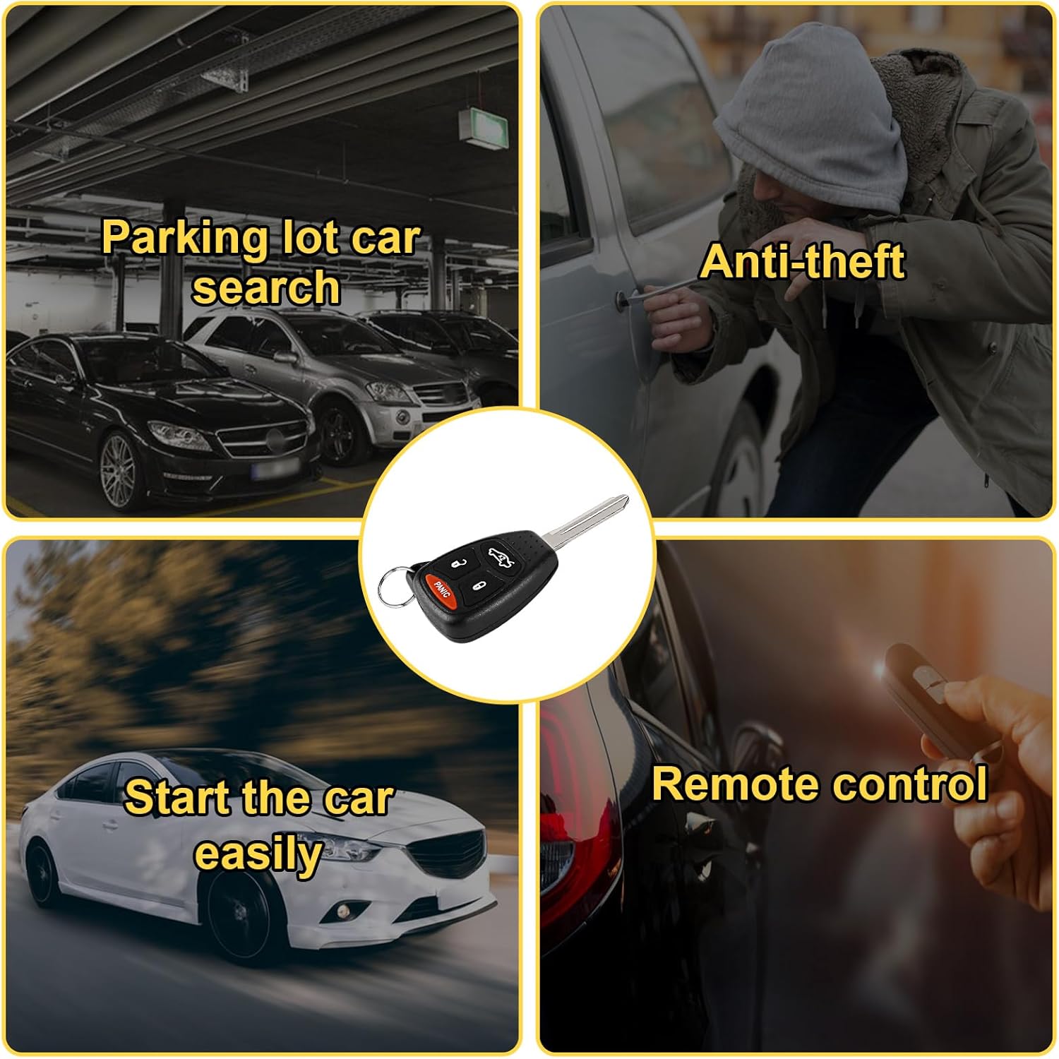 Replacement Key Fob Fit for Dodge Charger Magnum 2005 2006 2007, Durango 06-09, Jeep Commander 06-07, Grand Cherokee Chrysler 300 05-07, Aspen 07-09, Keyless Remote Control KOBDT04A OHT692427AA - Image 4