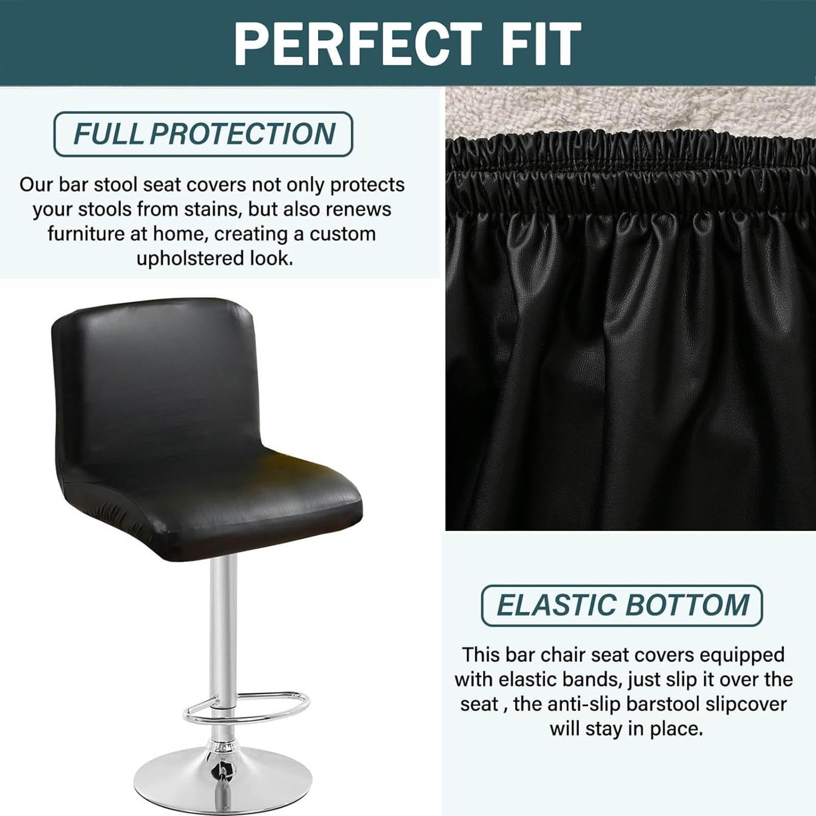 Housses Extensibles Pour Tabouret De Bar Sans Dossier - Lot De 4 - Tissu Jacquard élastique Avec Bande Antidérapante - Pour Salon, Salle à Manger