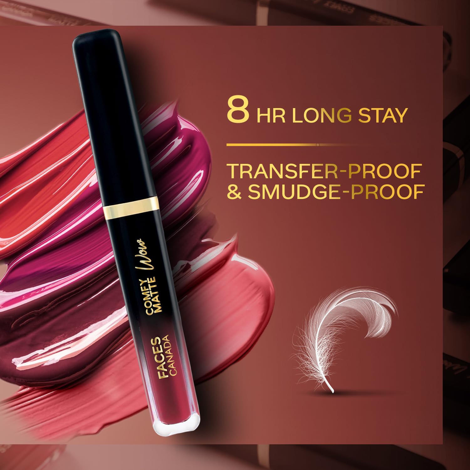 FACESCANADA Comfy Matte Wow Liquid Lipstick Maroon Maven 05 3.8ml | One Swipe Application | Highly Pigmented | Comfortable Wear | Glides Smoothly | Long Lasting | Transferproof 3