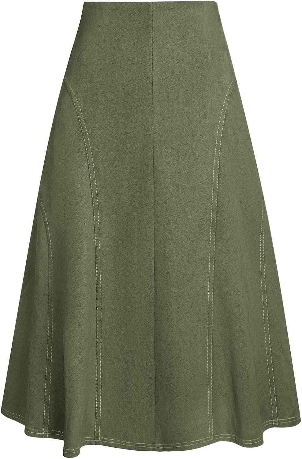 Kate Kasin Women's Suede Midi Skirt 2025 Fall Winter High Waist A Line Skirt