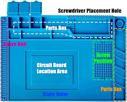 Miniatura 2 de Sutekus Alfombrilla de soldadura de silicona resistente al calor, alfombrilla de reparación magnética con aislamiento térmico para soldadura,