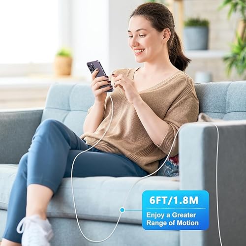 Miniatura 6 de Cargador rápido para iPhone, [certificado Apple MFi] Cargador de pared Apple para iPhone con cable Lightning de carga rápida de 1.8 m USB C tipo C