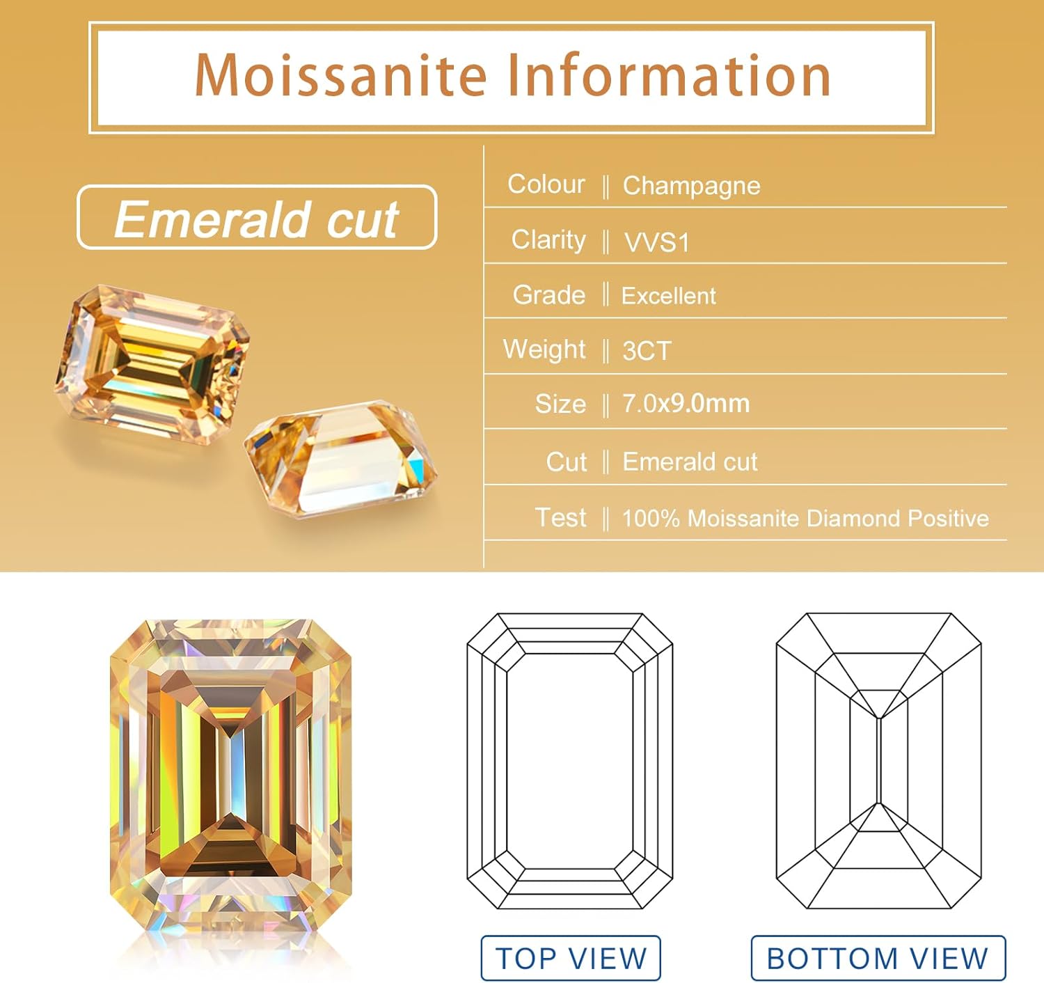 Moissanite Loose Stone Lab Diamond Gemstones, VVS1 Clarity Emerald Princess Cushion Round Cut for Diamond Jewelry, Earrings, Necklaces, Rings, Handmade Jewelry with GRA Certificate