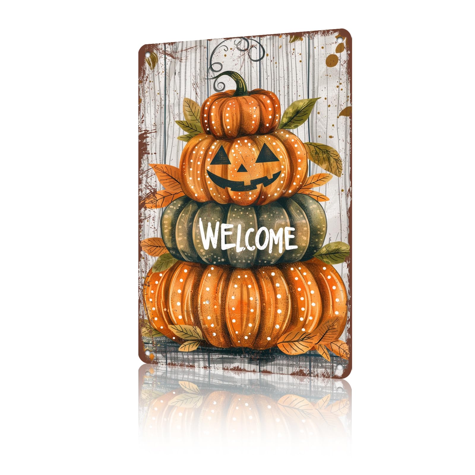 Anceky Funny Signs Fall Welcome Pumpkin Metal Tin Sign Retro Wall Decor for Living Room Bedroom Yard Outdoor Home 12×8 Inch