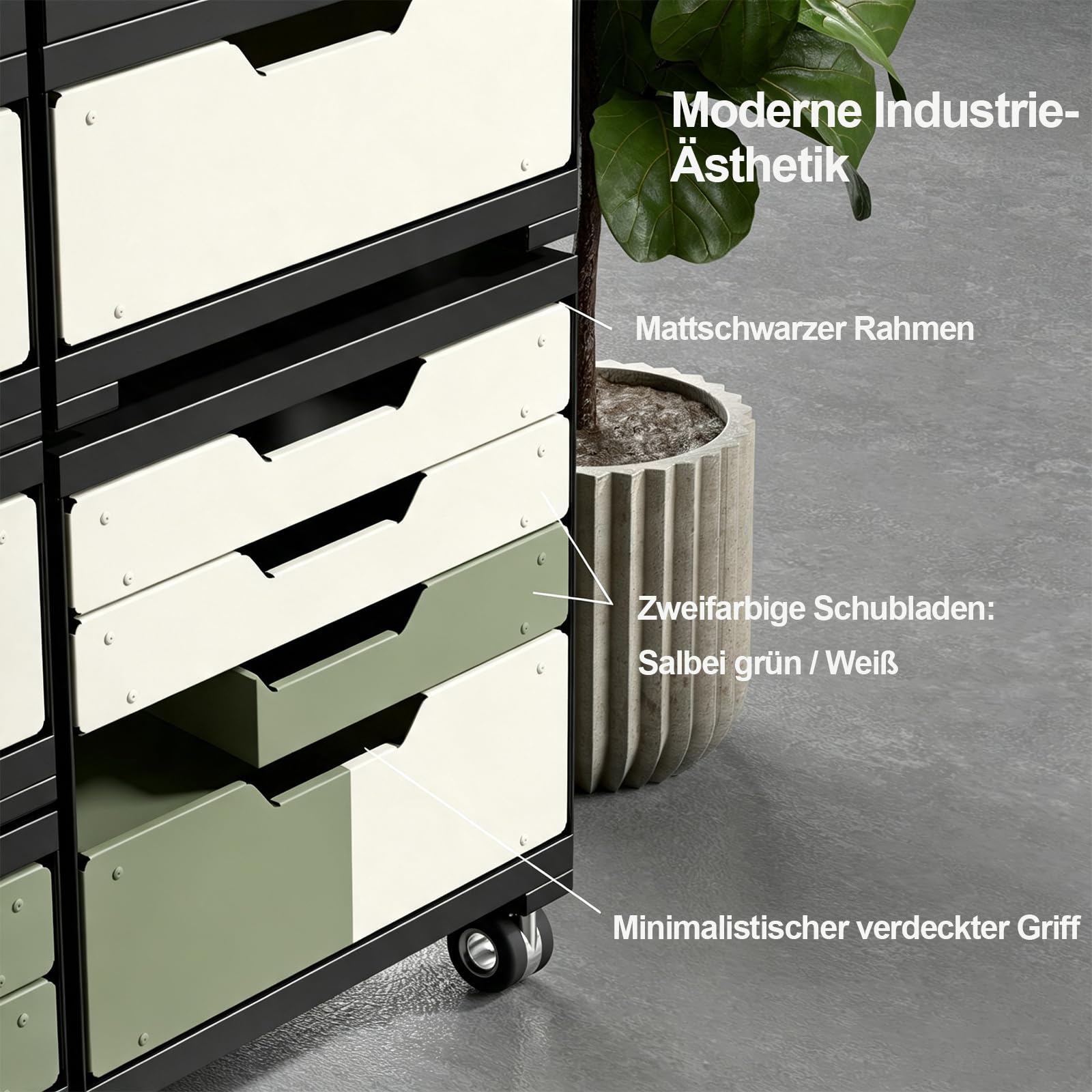 Carro de herramientas modular y ampliable, 4 cajones, carro de taller con ruedas y sistema de cierre magnético, armario de herramientas combinable (1 cajón (módulo 1))