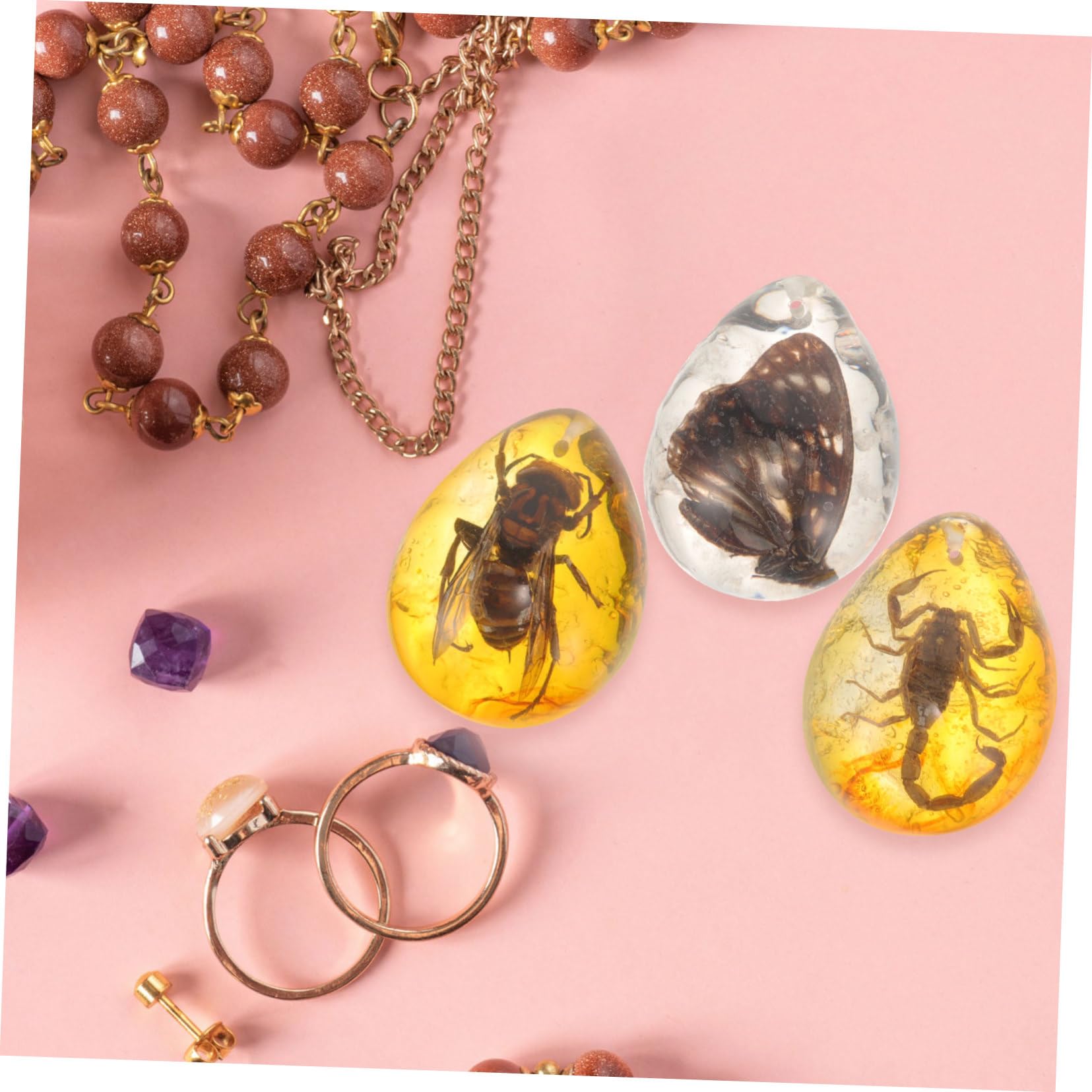 TOYANDONA 15pezzi Insetti Ambra Naturale Decorazione Ambra Con Specimen Di Insetti Farfalla Scorpione Ape Ciondolo Unico Per Appassionati Decorazioni Fai Te