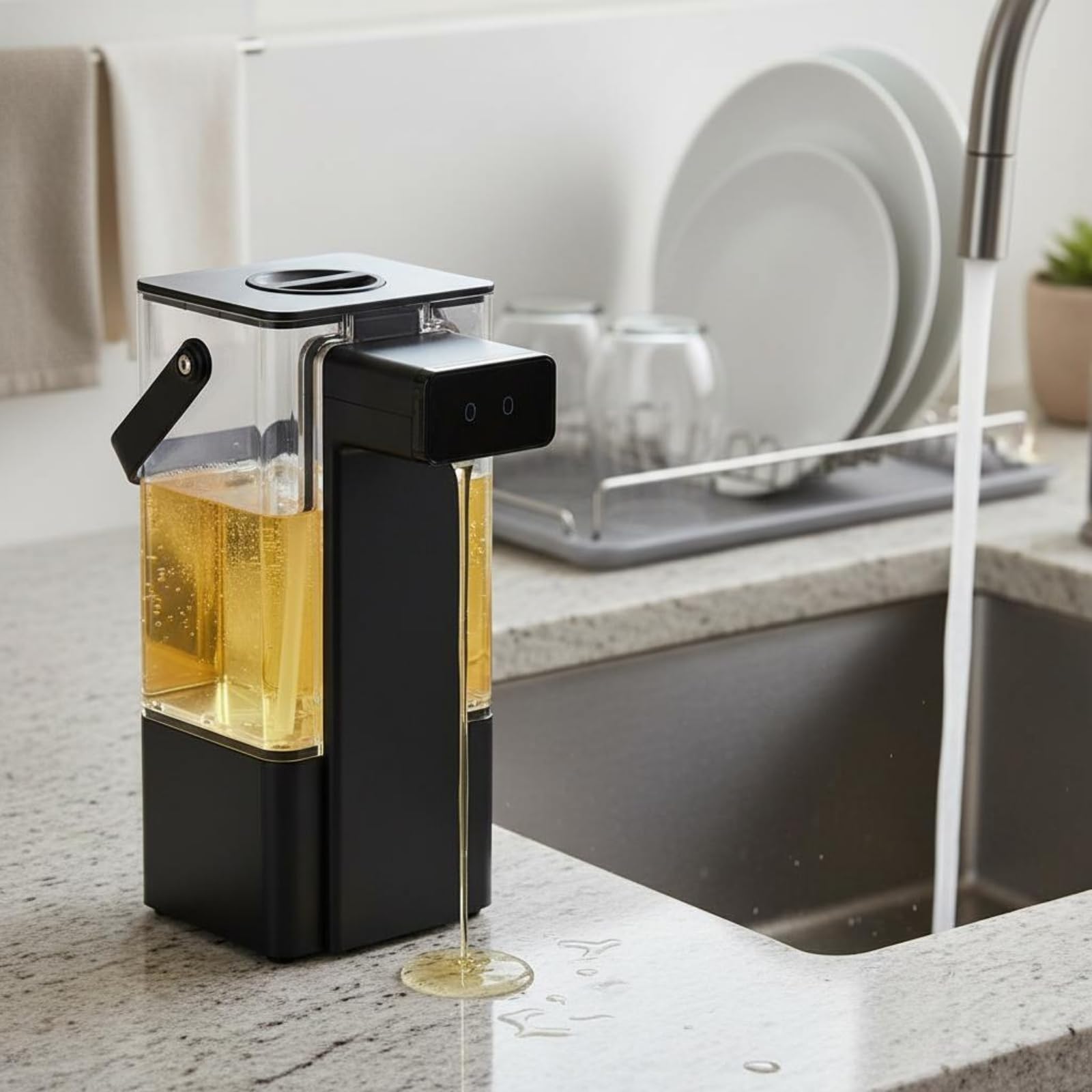 Dispenser Sapone Automatico Erogatore Sapone Dosatore Liquido Dispenser Igienizzante con Serbatoio 800 Ml E Due Livelli di Uscita Ricarica Usb, Nero