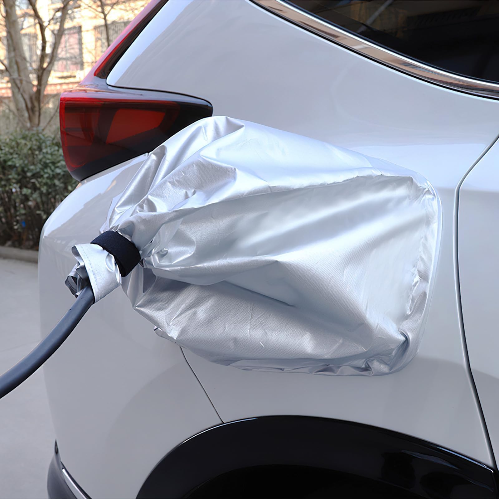 EV Charger Plug Port Cover, Rainproof Waterproof Outdoor Electric Car Charging Rain Sun UV Snow All Weather Protection, Magnetic Adhesion, Fit Vehicles w/Steel Body, Clear