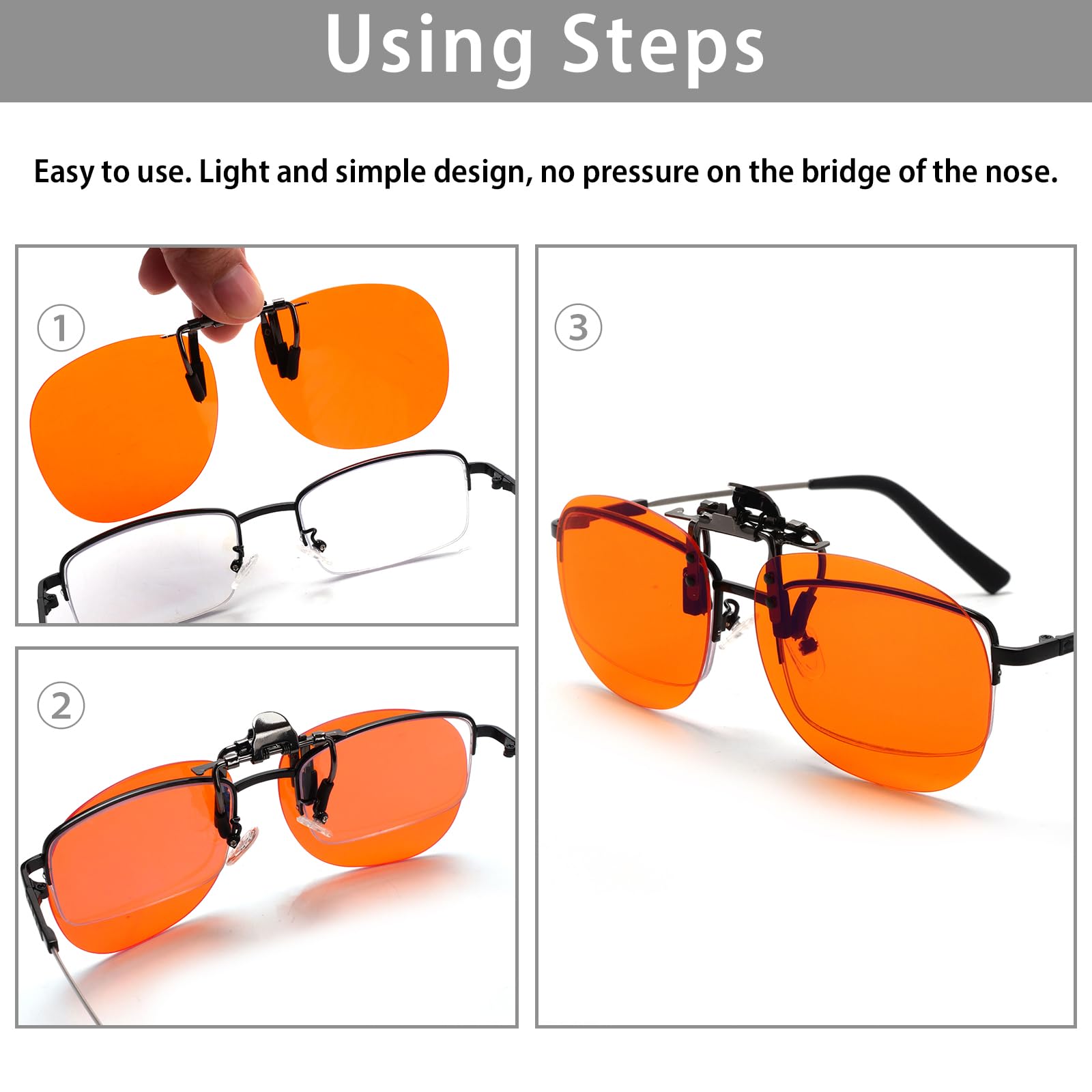 VANANA Gafas de bloqueo de luz azul con clip, sin montura para juegos de computadora, para migraña, sensibles a la luz, hombres y mujeres, UV400