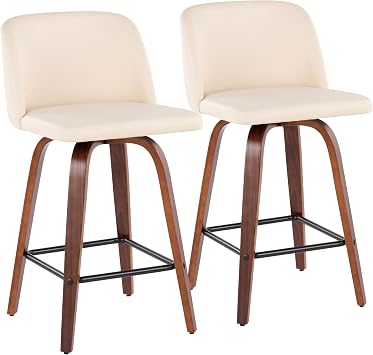 LumiSource Toriano Counter Stools for Kitchen Counter، Counter Height Chairs، Bar Stools Set of 2، Counter Height Chairs، Bar Stools for Kitchen Island