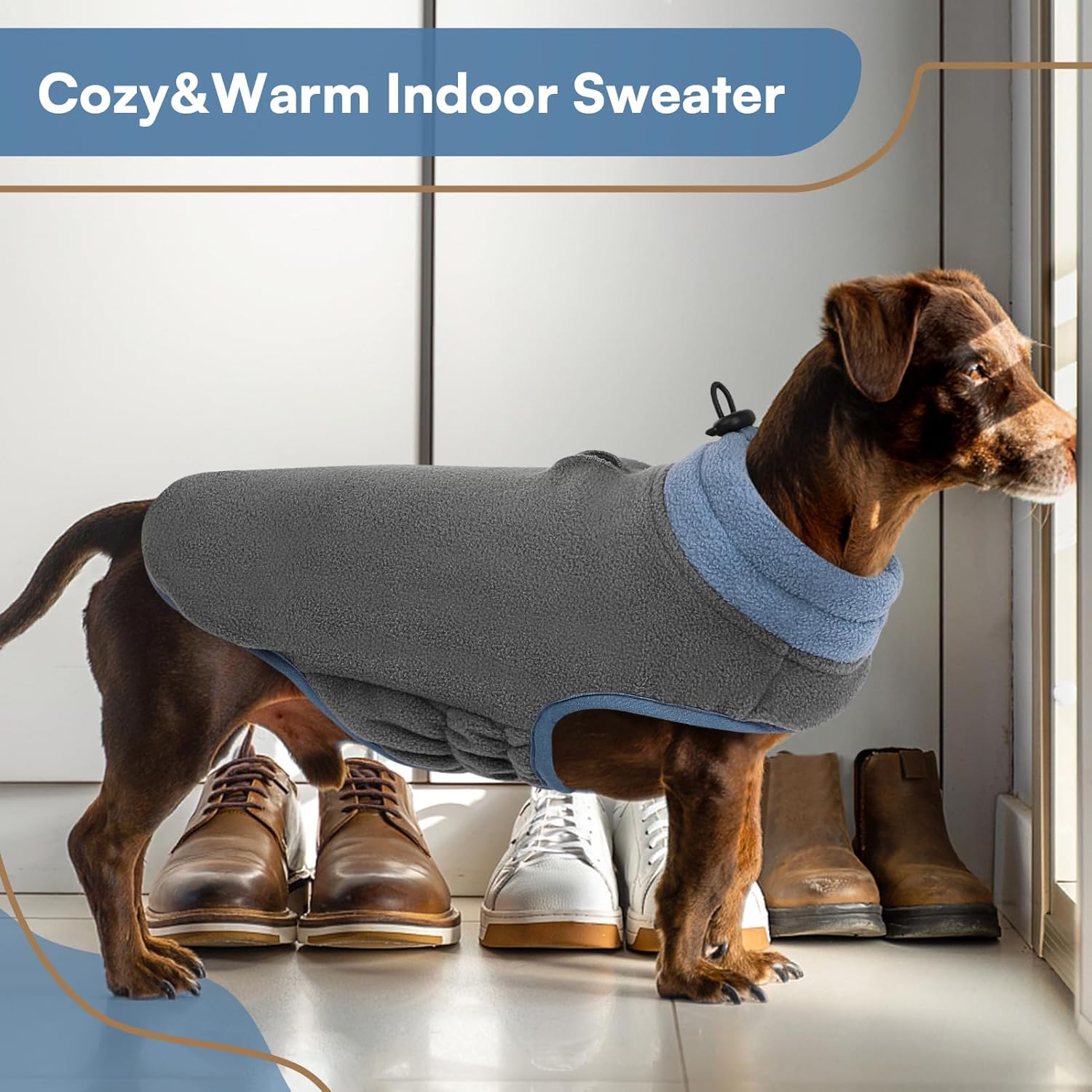 Queenmore Dog Sweater,Soft Fleece Vest Pullover Dogs Jacket with Elastic Stretchable,Warm Winter Dog Coats Cold Weather Doggy Dachshund Sweaters for Small Dogs Cats Boy or Girl (Grey, XS)