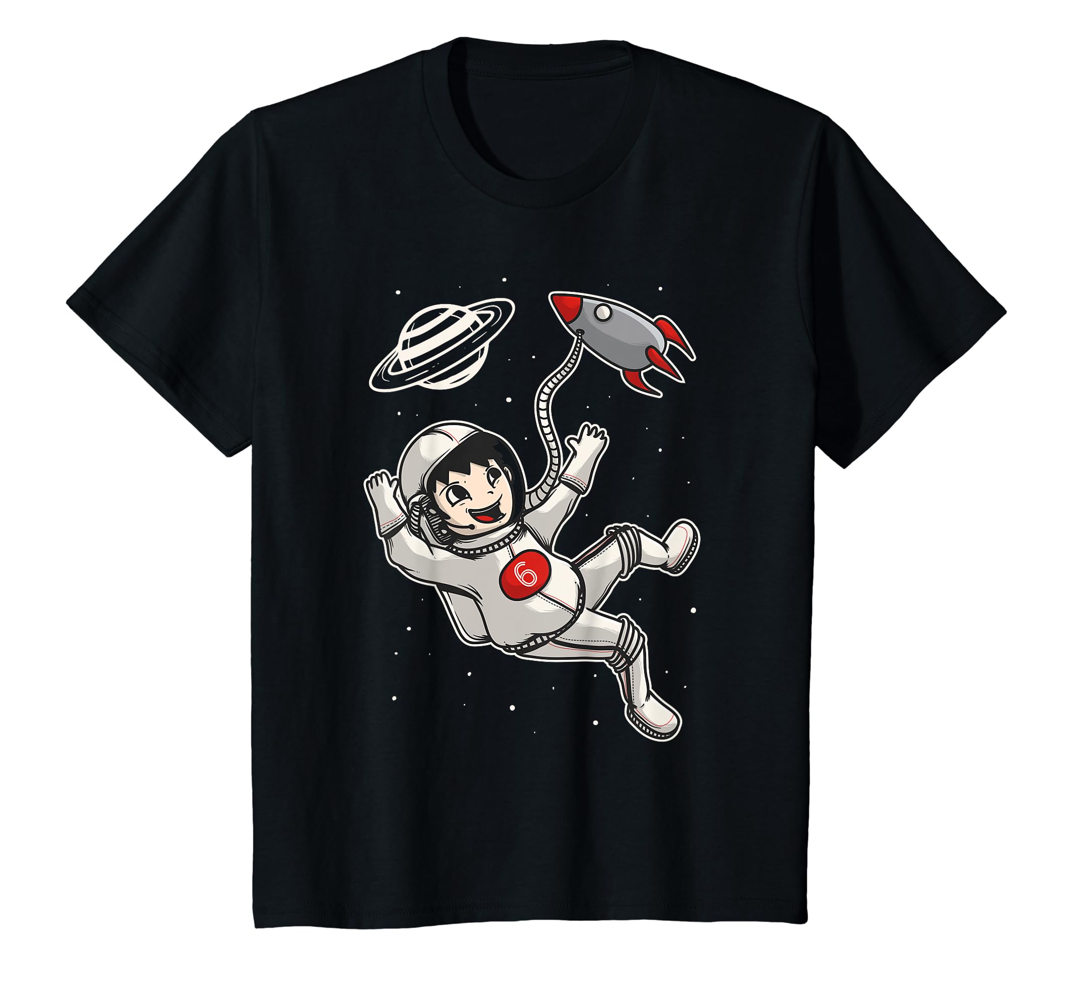 planet kyu Tシャツ　The Birthday Children's Astronaut 6th Birthday Shirt - Space Planet