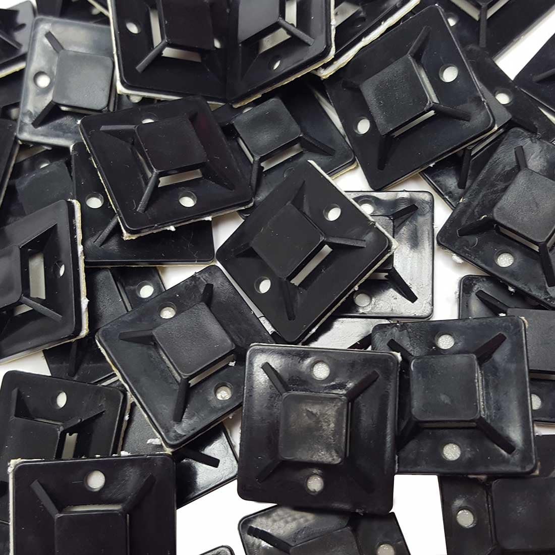 Cable Tie Mounts Self Adhesive Clips Wire Tie Base (25mm x 25mm) - Premium Grade Strength Screw-Hole Anchor Point Provides Optimal Strength (100 Black)