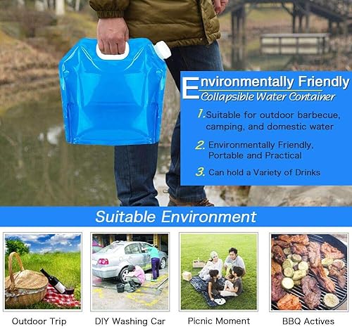 Miniatura 3 de Redmoon 4 unidades 5L contenedor de agua plegable libre de BPA plegable al aire libre escalada campamento bolsa de agua de emergencia paquete para TT
