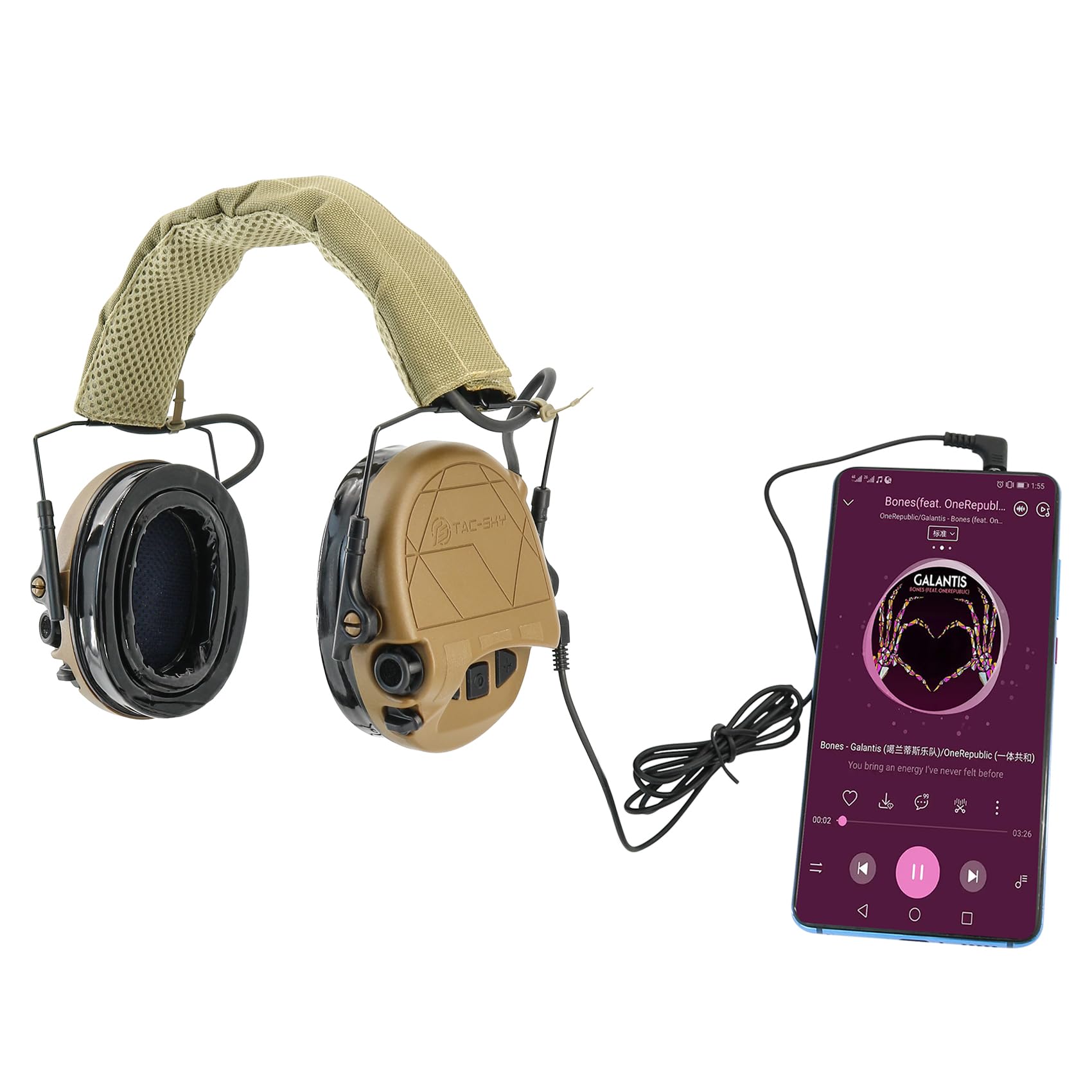 TAC300 - Auriculares electrónicos de protección auditiva, cancelación de ruido, protección auditiva para caza de airsoft