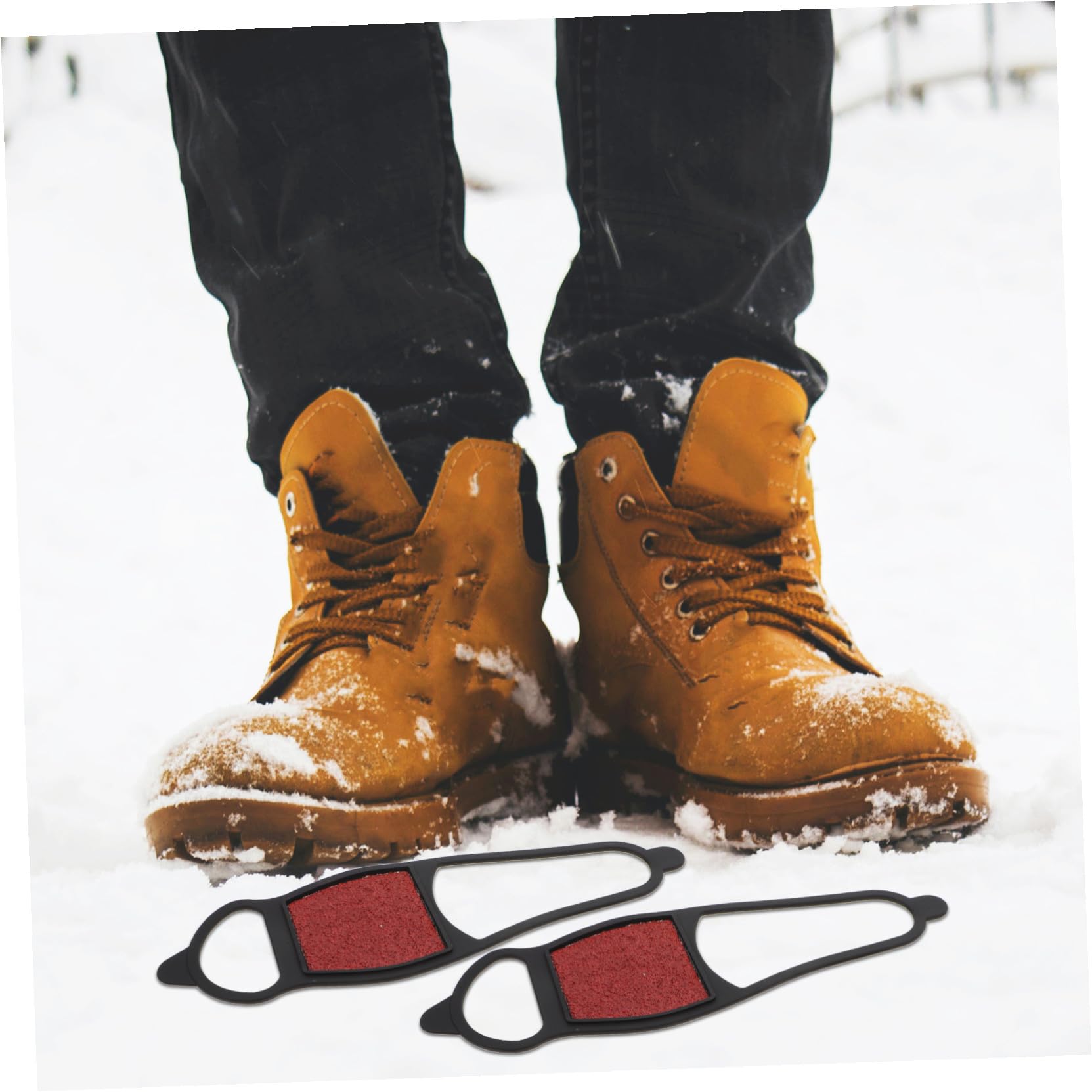VANZACK Crampons Antidérapants Chaussures Hiver Caoutchouc Résistant Semelle Rugueuse Couverture Glisse pour Randonnée et Glace Unisexe et Compact