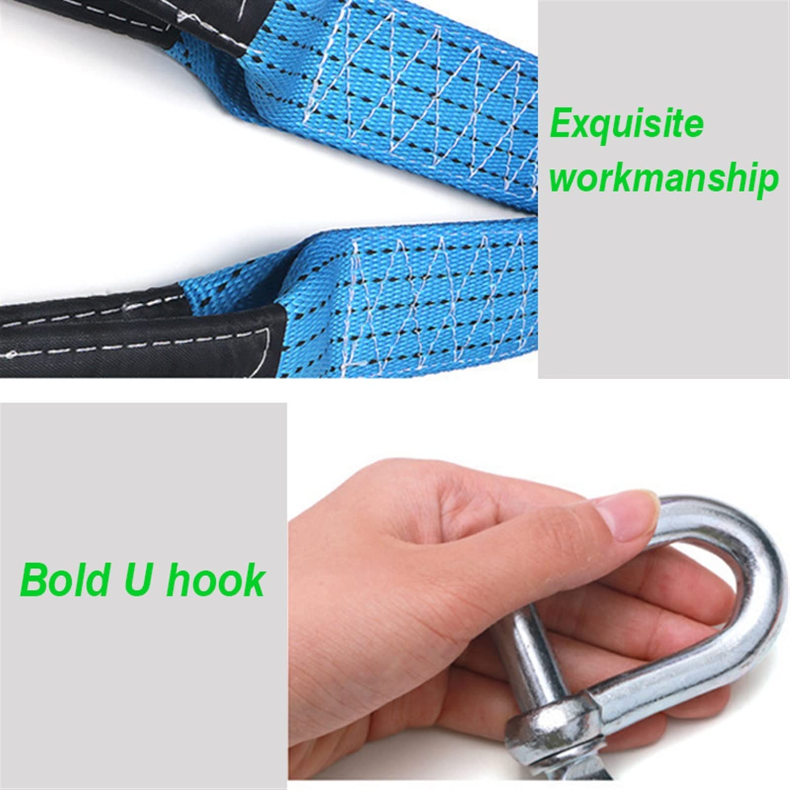 5M 8 Toneladas Cable de Remolque Correa de Remolque Cuerda de Remolque de Coche con Ganchos Nylon de Alta Resistencia Compatible con Emergencia de Coche de Servicio Pesado (Color Name : Blue) Little