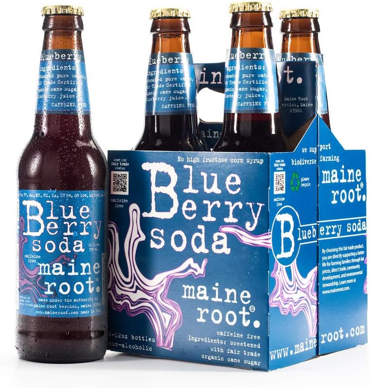 Maine Root Soda - Fair Trade Craft Soda in Glass Bottles (Blueberry 12 Pack)