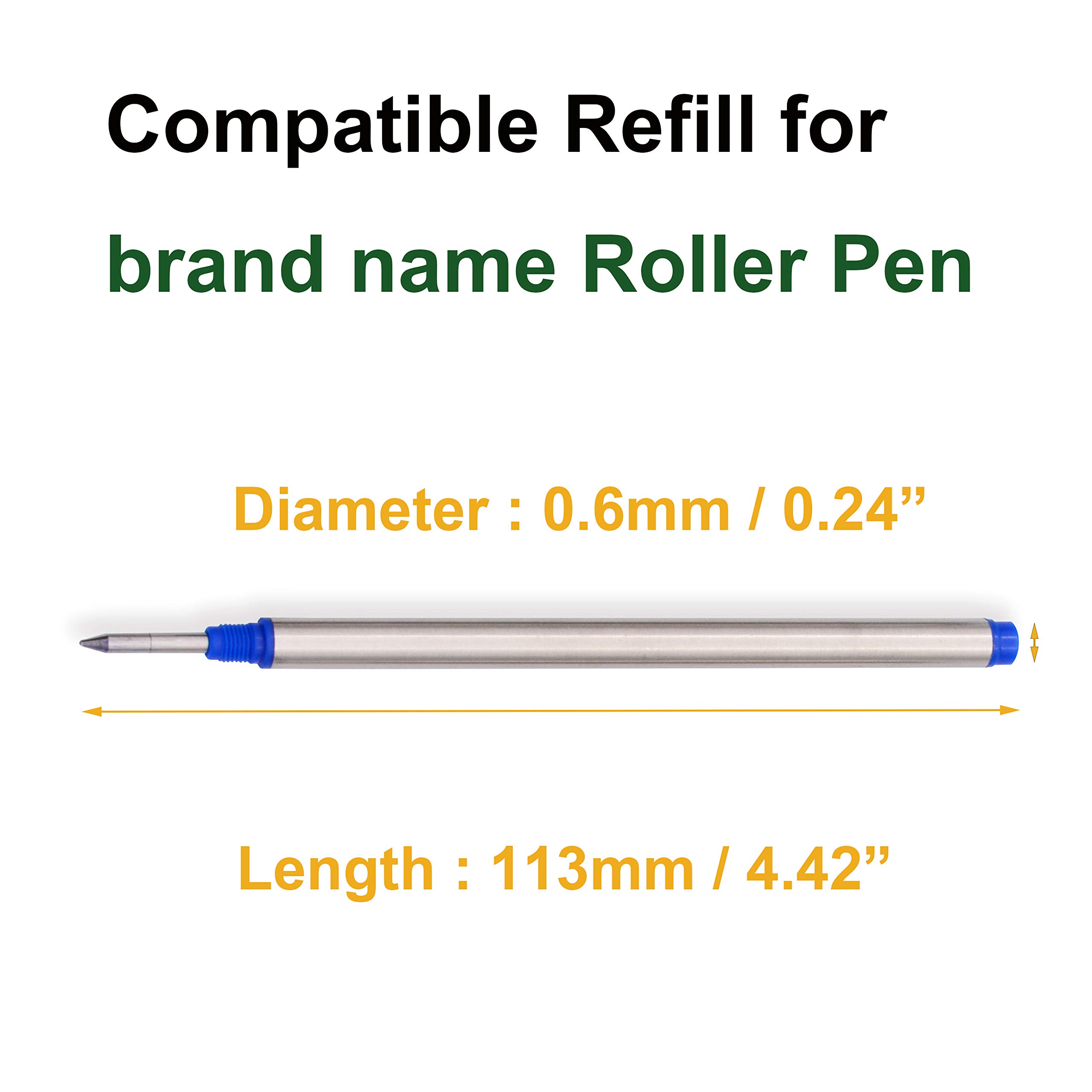 Lot de 10 – Compatible MB Stylo Roller Recharges Pointe 0,7 mm Medium Noir/Bleu