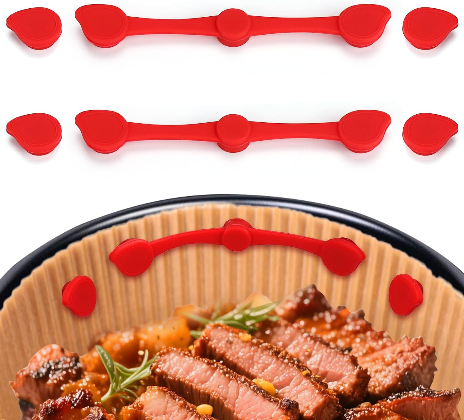 Air Fryer Magnets Silicone Buckle for Parchment Paper Liners, High-Temp Resistant Air Fryer Accessories, Lock Paper from Heating Element or Covering Food, Prevent Burning & Uneven Cooking (6)