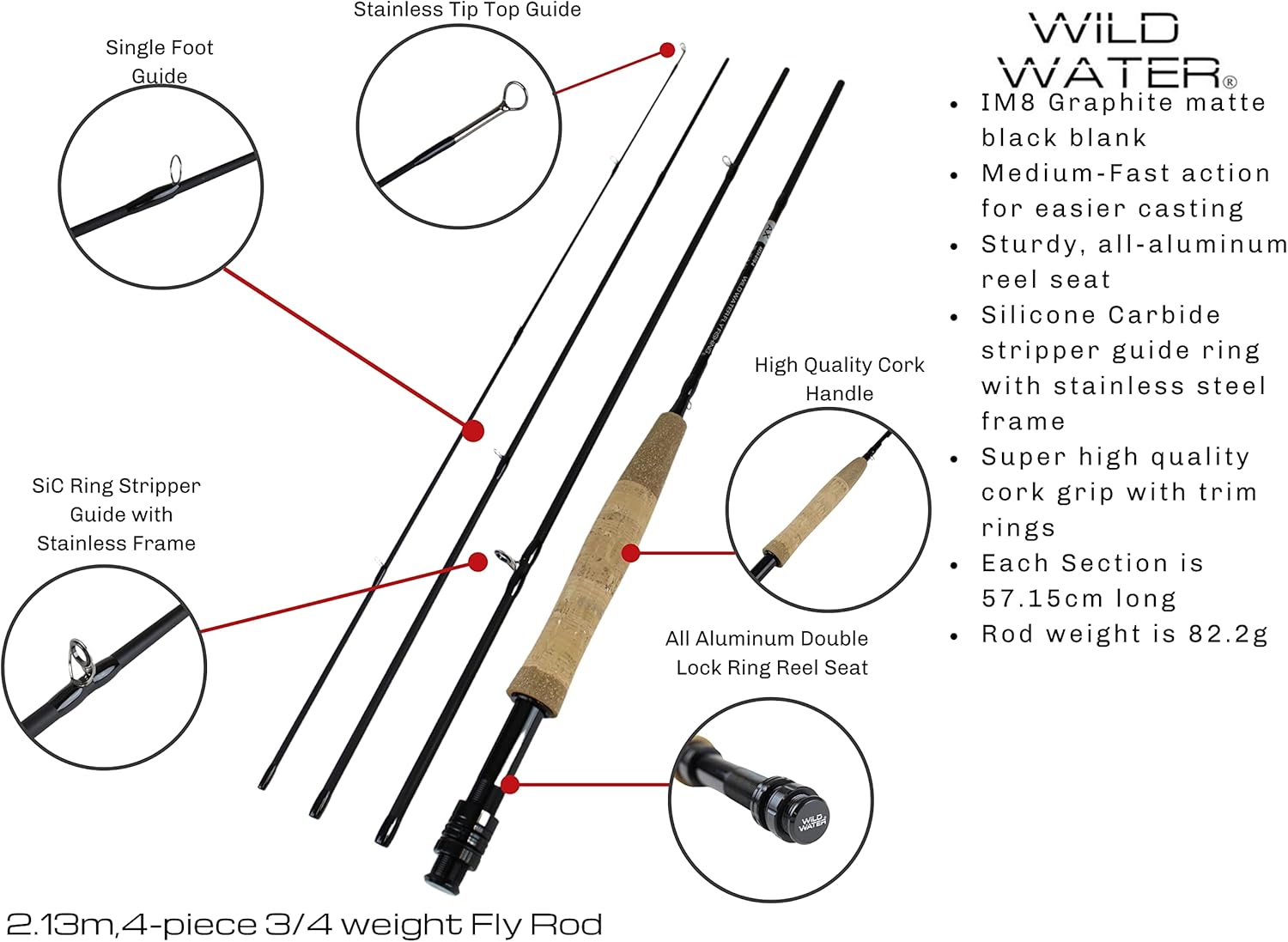 Wild Water Standard Fly Fishing Combo Starter Kit, 3 or 4 Weight 7 Foot Fly Rod, 4-Piece Graphite Rod with Cork Handle, Accessories, Die Cast Aluminum Reel, Carrying Case, Fly Box Case & Fishing Flies : Sports & Outdoors