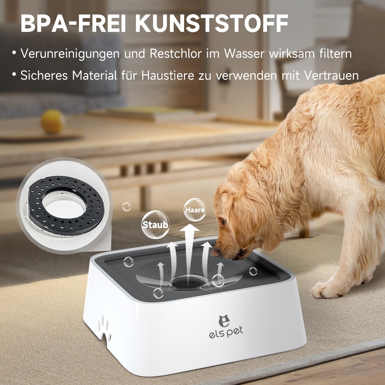 Ciotola Per Cane 2 In 1 ELS PET - Antilingozzamento, Antigoccia, Con Supporto Regolabile - Foto 7