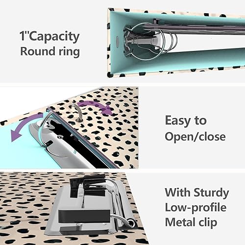 Miniatura 3 de Carpeta de 3 Anillos con Anillos de 1 Pulgada, 2 Bolsillos Interiores, 5 Separadores de Pestañas, Portapapeles de Perfil Bajo con Almacenamiento,