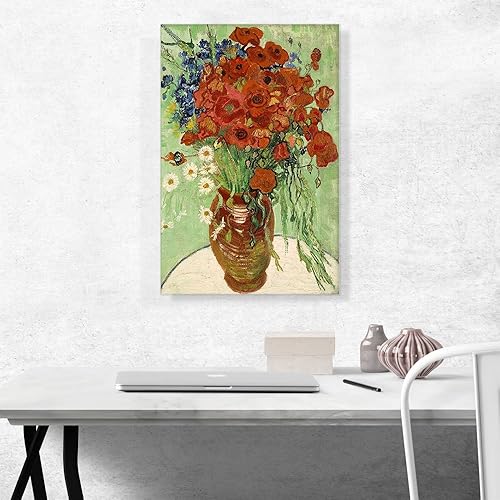 Miniatura 2 de ARTCANVAS Vincent Van Gogh - Lienzo impreso con diseño de amapolas y margaritas rojas de 1890, 26 x 18 pulgadas (0.75 pulgadas de profundidad)