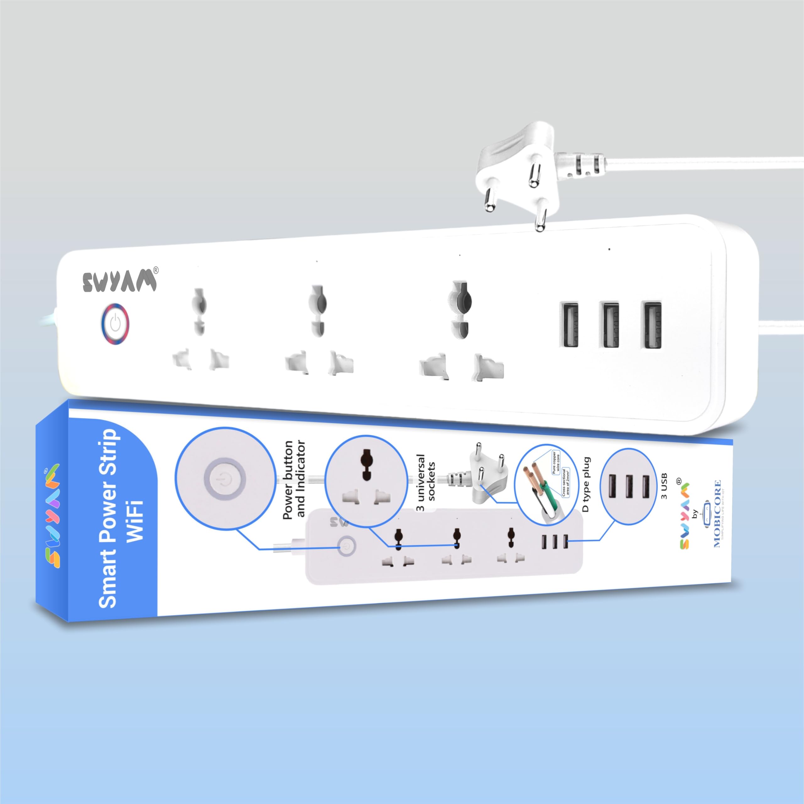 SWYAM® 4-in-1 Smart WiFi Power Strip with 2M Wire, Made in India (1-Year Warranty), 240V AC, No Hub Required, Supports Alexa & Google Assistant-image-33