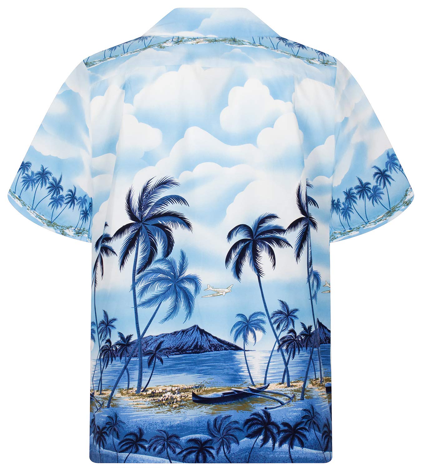 KY's Camicia hawaiana originale | da uomo | S – 8XL | manica corta | tasca frontale | stampa hawaiana | spiaggia palma | blu Blu XL