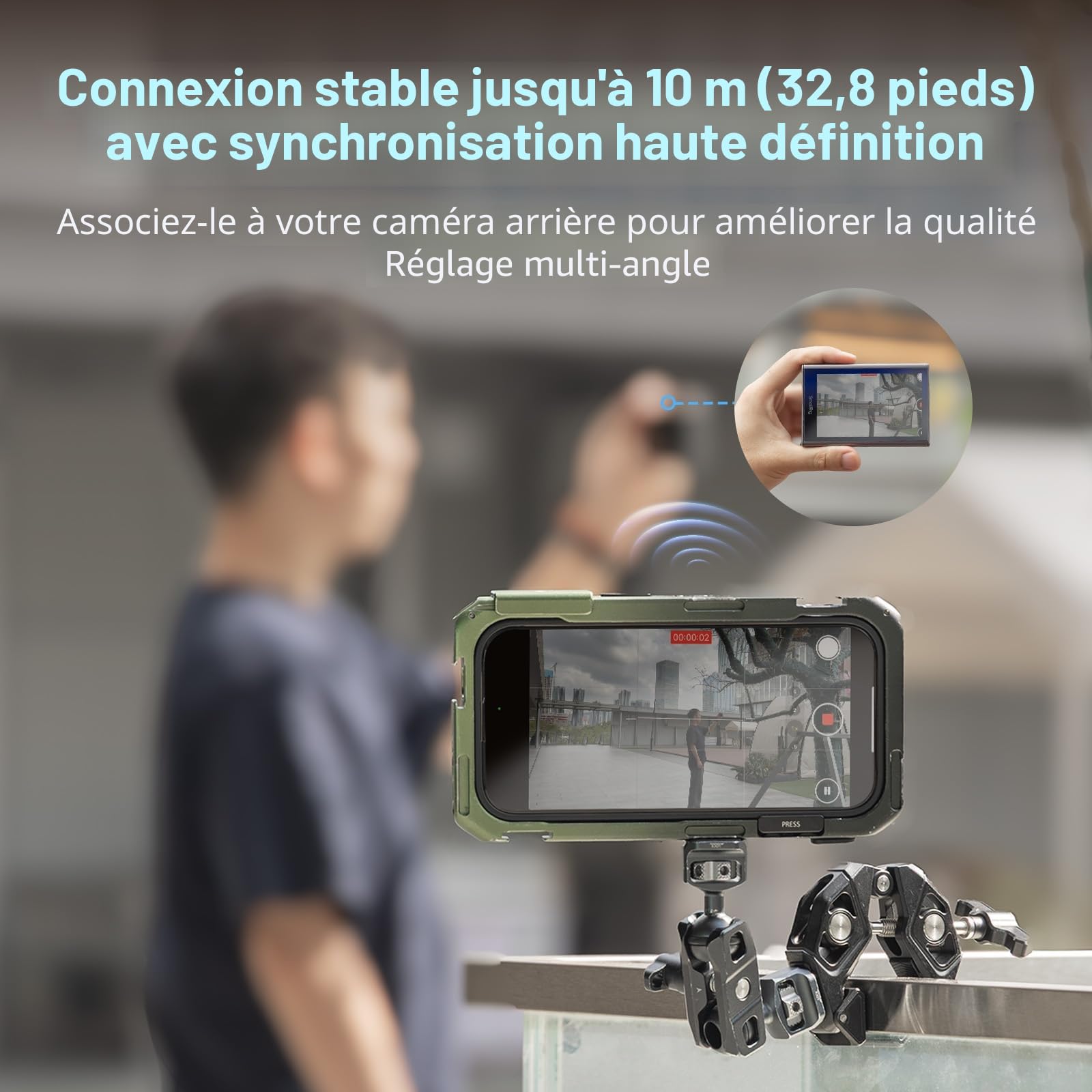 SMALLRIG Écran de Surveillance pour Téléphone avec Contrôle sans Fil, Enregistrement sans Fil 1080p, Moniteur Vidéo avec Support pour Griffe Froide pour iPhone17/16/15/14/13/12-4850B