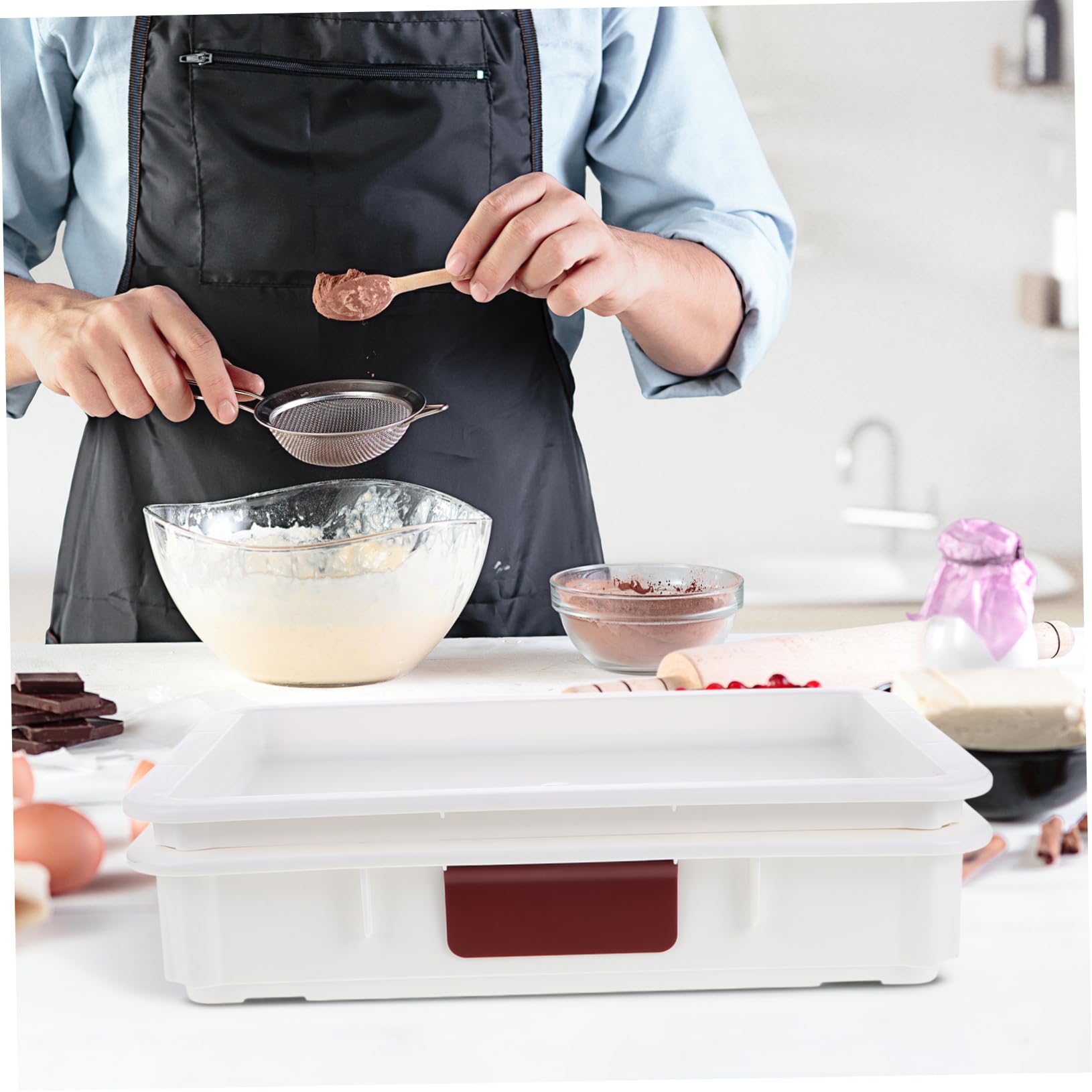 Zerodeko Caja Para Almacenar Masa De Pizza Apilable Con Tapa Contenedor De Masa De Pan Para Fermentación Para Refrigerador y Cocina