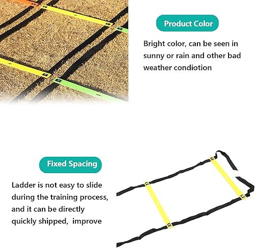 Miniatura 3 de Mokernali Escalera de agilidad fija para entrenamiento deportivo de ejercicio de fútbol 6M 12 peldaños